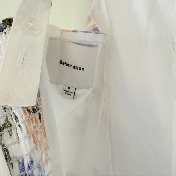 NEW Reformation Janu Midi Linen Dress Serenity White Blue Floral | US 0 / UK 4 - Picture 14 of 16